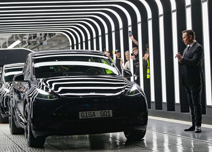 Musk attends the opening of a <a href="https://www.cnn.com/2022/03/22/cars/tesla-berlin-factory/index.html" target="_blank">new Tesla factory</a> in Grünheide, Germany, in March 2022. Tesla will reportedly produce as many as 500,000 vehicles a year at the plant.