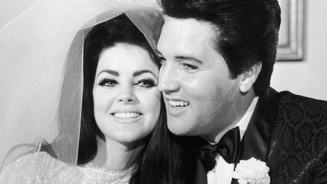Elvis Presley and Priscilla Presley on their wedding day in 1967.