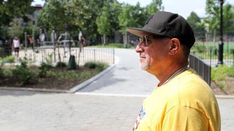 Antonio Fernandez strolls through Maria Hernandez Park in Bushwick, Brooklyn, on July 31.