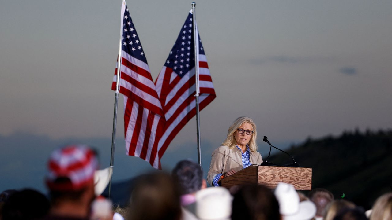 Republican candidate U.S. Representative Liz Cheney speaks during her primary election night party in Jackson, Wyoming, U.S. August 16, 2022.