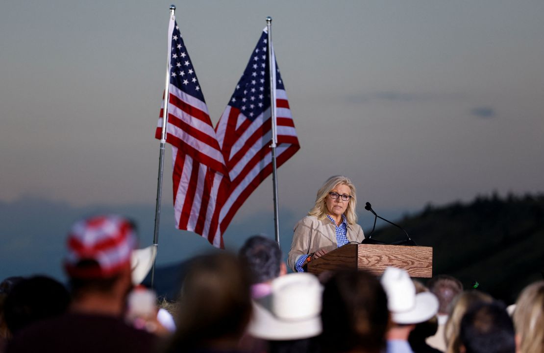 Republican candidate U.S. Representative Liz Cheney speaks during her primary election night party in Jackson, Wyoming, U.S. August 16, 2022.  