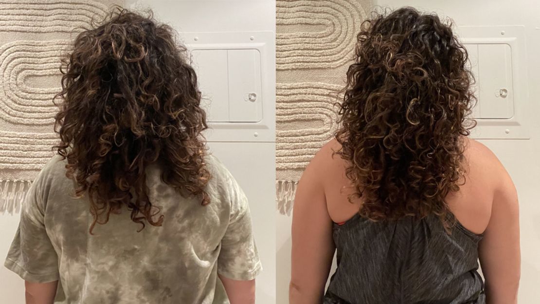 Before using JVN hair products (left) and after (right).