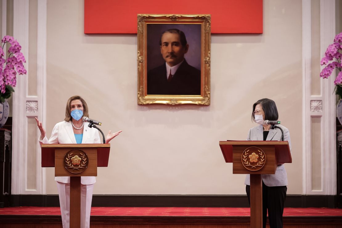 US House Speaker Nancy Pelosi with Taiwan's President Tsai Ing-wen during her visit to Taipei this August.