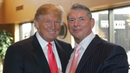Vince McMahon (L) and Donald Trump at a 2009 WWE  press conference. 