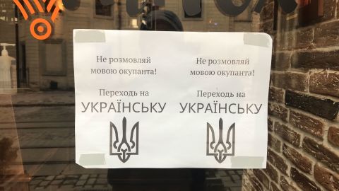 A sign on a Lviv restaurant door back in March 6, 2022 read: "Don't speak the language of the occupier. Switch to Ukrainian."
