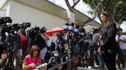 Deanna Shullman, attorney for Dow Jones & Co., right, speaks to member of the media outside the federal court in West Palm Beach, Florida, US, on Thursday, Aug. 18, 2022. Portions of the FBI affidavit used to secure a search warrant for former President Donald Trumps Mar-a-Lago estate should be unsealed, a federal judge in Florida said. 
