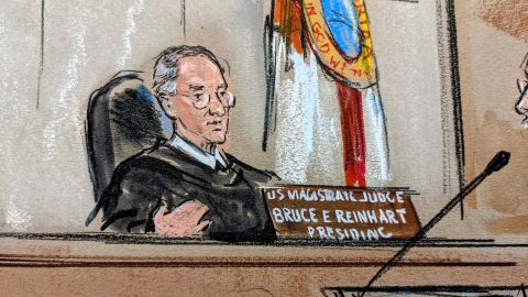 US Magistrate Judge Bruce Reinhart in the courtroom on Thursday in West Palm Beach. 
