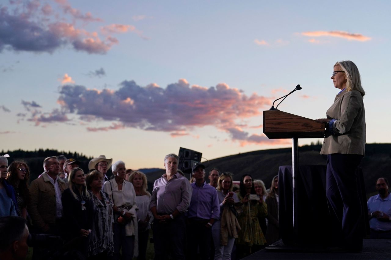 Wyoming <a href="https://www.cnn.com/2021/05/10/politics/gallery/liz-cheney/index.html" target="_blank">Rep. Liz Cheney</a> delivers her concession speech during a primary election party in Jackson, Wyoming, after <a href="https://www.cnn.com/2022/08/16/politics/liz-cheney-wyoming-alaska-primaries" target="_blank">losing to Trump-backed attorney Harriet Hageman</a> on Tuesday, August 16. Despite her conservative credentials and party pedigree, her role as Trump's chief GOP critic on Capitol Hill <a href="https://www.cnn.com/2022/08/17/politics/why-liz-cheney-lost/index.html" target="_blank">made her a heavy underdog </a>in a state the former President won with nearly 70% of the vote in 2020.