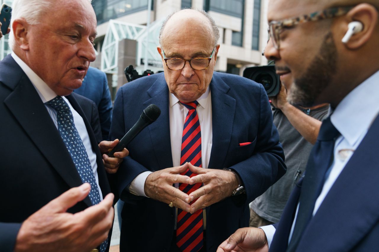 <a href="https://www.cnn.com/2022/08/17/politics/rudy-giuliani-grand-jury-georgia" target="_blank">Rudy Giuliani,</a> who served as a lawyer to former President Donald Trump during the 2020 election, arrives at Fulton County Superior Court in Atlanta, Georgia, on Wednesday, August 17. Giuliani was there to testify as a witness before the grand jury that's investigating Trump's attempts to undermine the election.