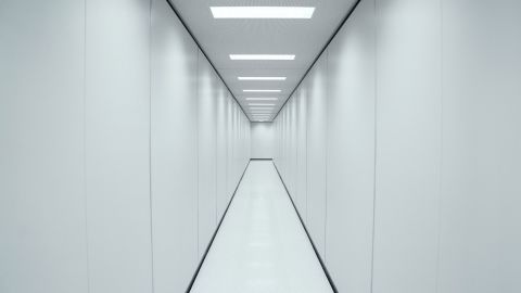Ever have nightmares about these endless hallways? Several of them were built for the "Severance" set.