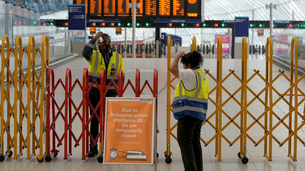 Platforms at London's Waterloo Station were closed Thursday during a nationwide strike by rail workers.