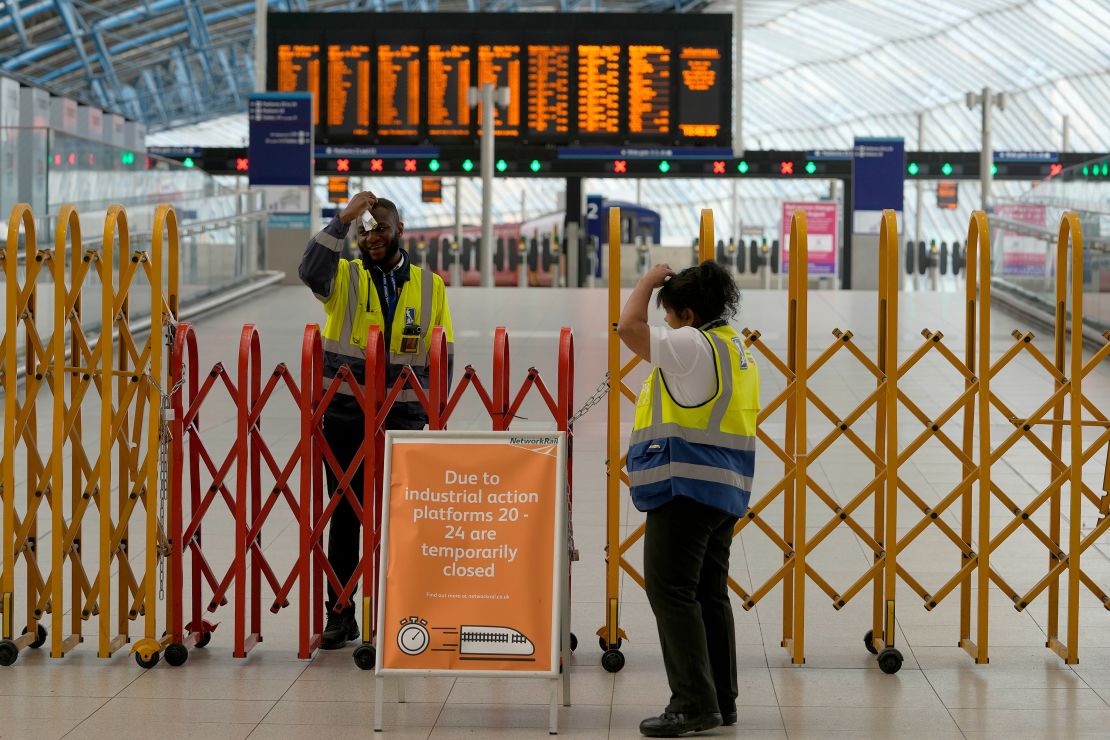 Platforms at London's Waterloo Station were closed Thursday during a nationwide strike by rail workers.