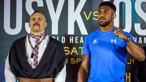 Usyk and Joshua hold a press conference ahead of their fight.