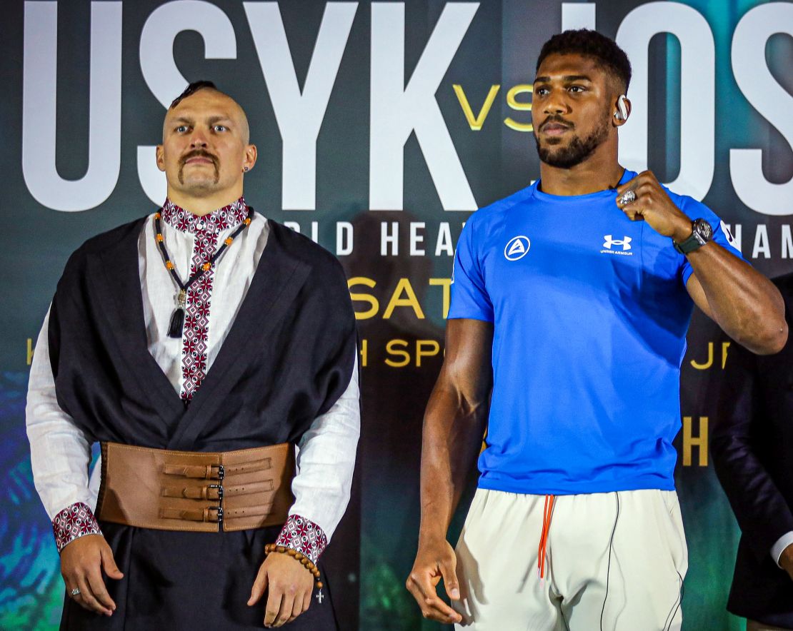 Usyk and Joshua hold a press conference ahead of their fight.