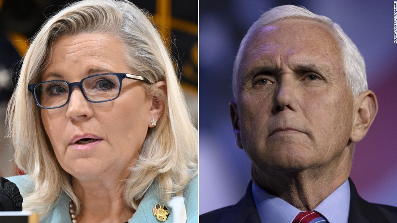 Rep. Liz Cheney, left, and former Vice President Mike Pence.