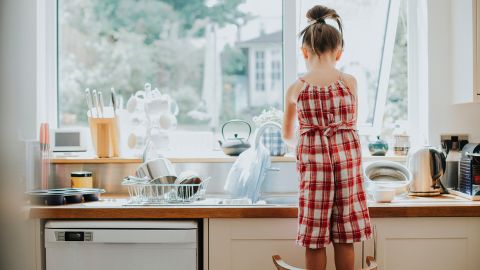 Chores such as washing dishes help kids gain independence and contribute to their family's well-being.
