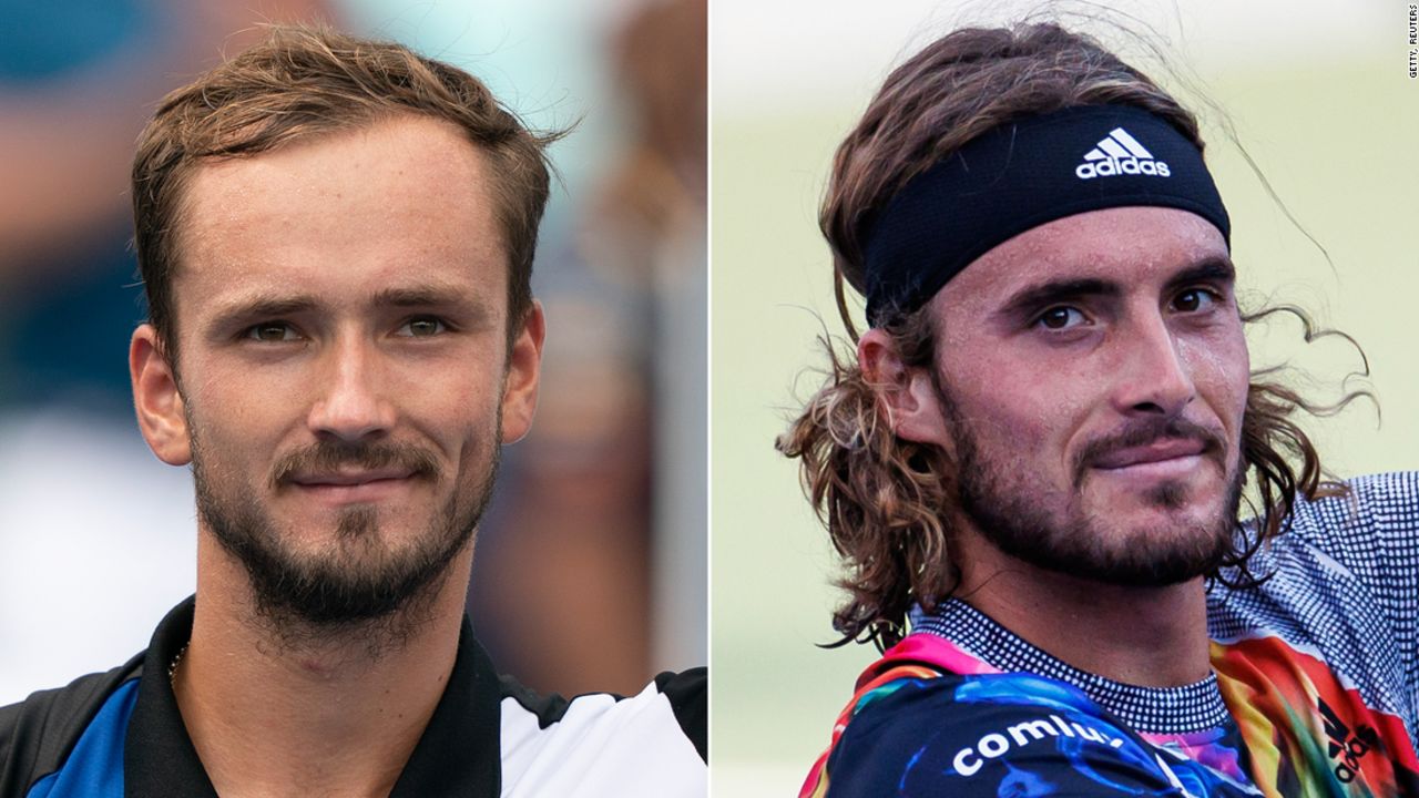Daniil Medvedev (left) and Stefanos Tsitsipas (right) stormed past American big hitters Taylor Fritz and John Isner to reach the Cincinnati Open semifinals on Friday.