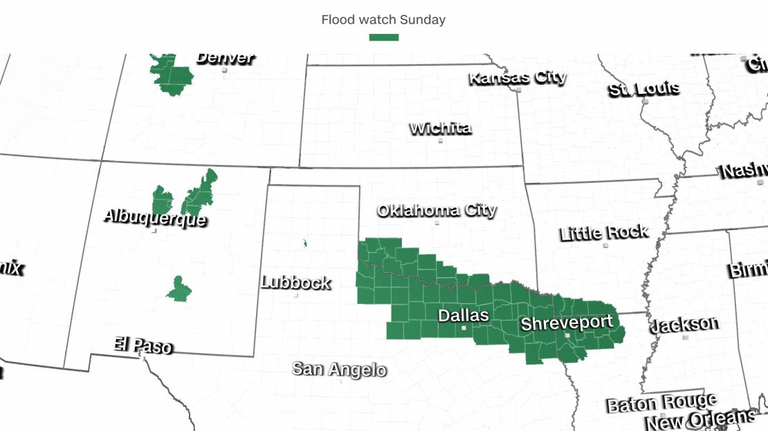 Flood watches were in effect for millions of people Sunday.