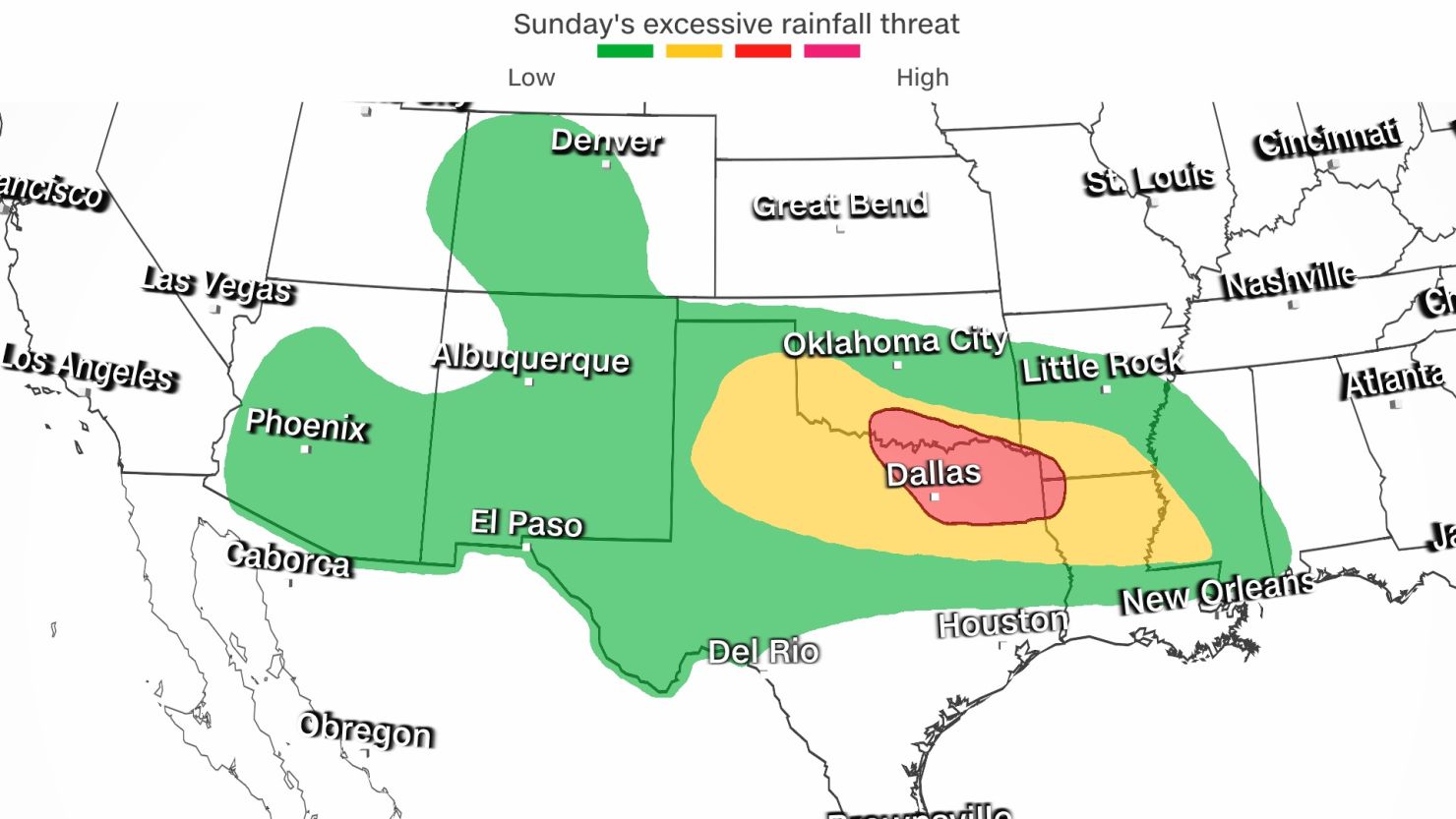 weather heavy rain threat Sunday