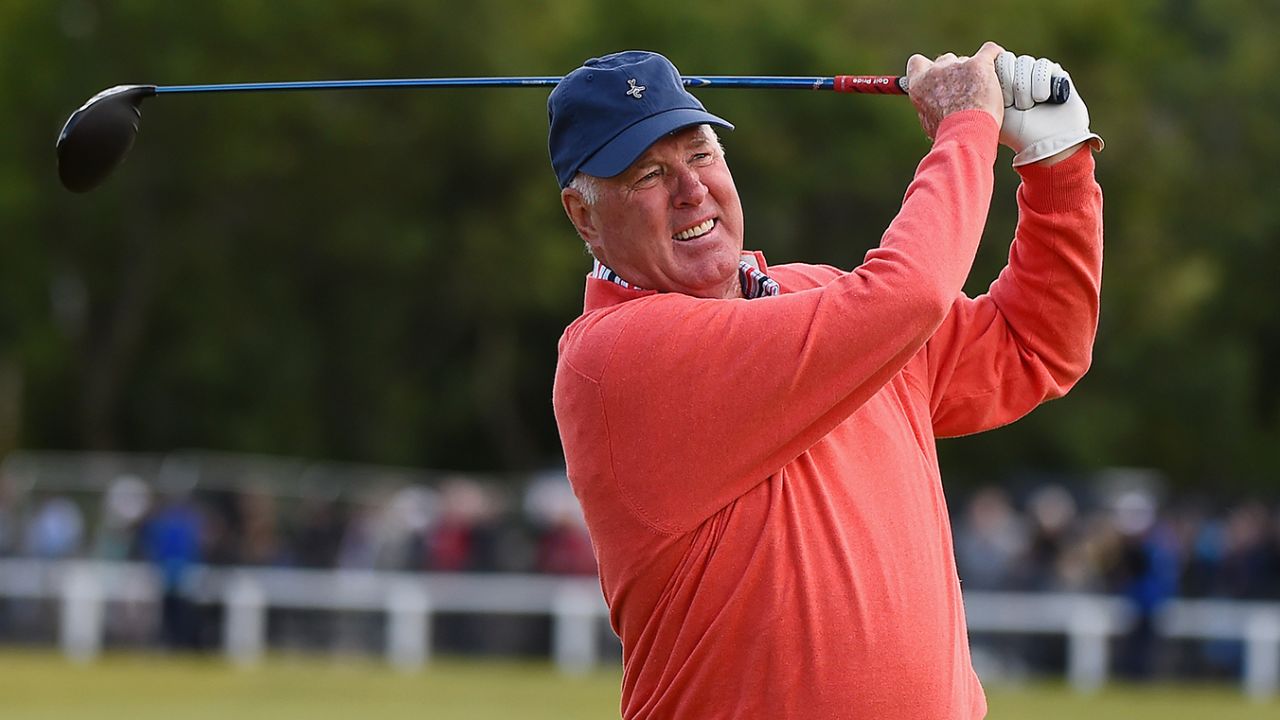 Tom Weiskopf plays at the Champion Golfers' Challenge ahead of the 144th Open Championship at The Old Course on July 15, 2015, in St Andrews, Scotland.