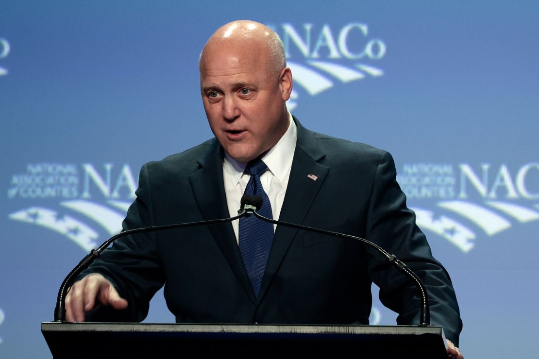 Mitch Landrieu, seen here speaking at the National Association of Counties legislative conference in February, is the White House infrastrucutre coordinator.