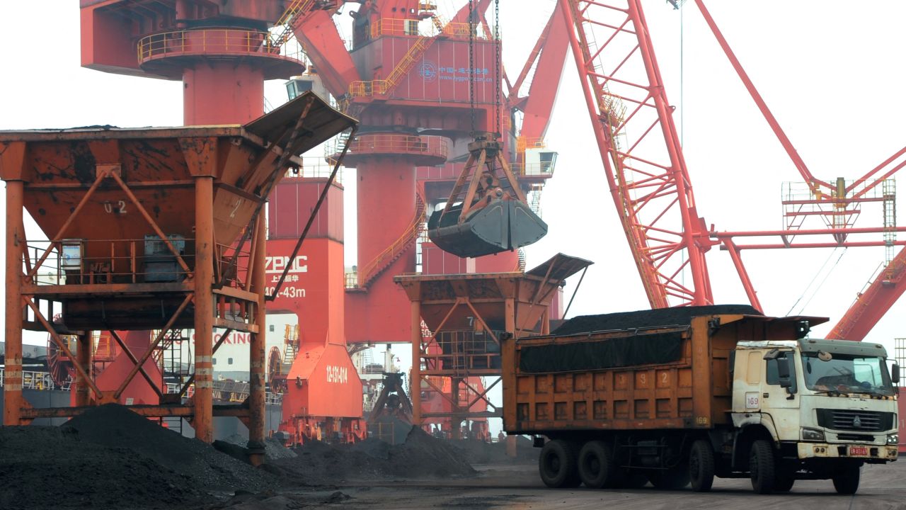 Imported coal at Lianyungang, Jiangsu province, China on July 26, 2018.
