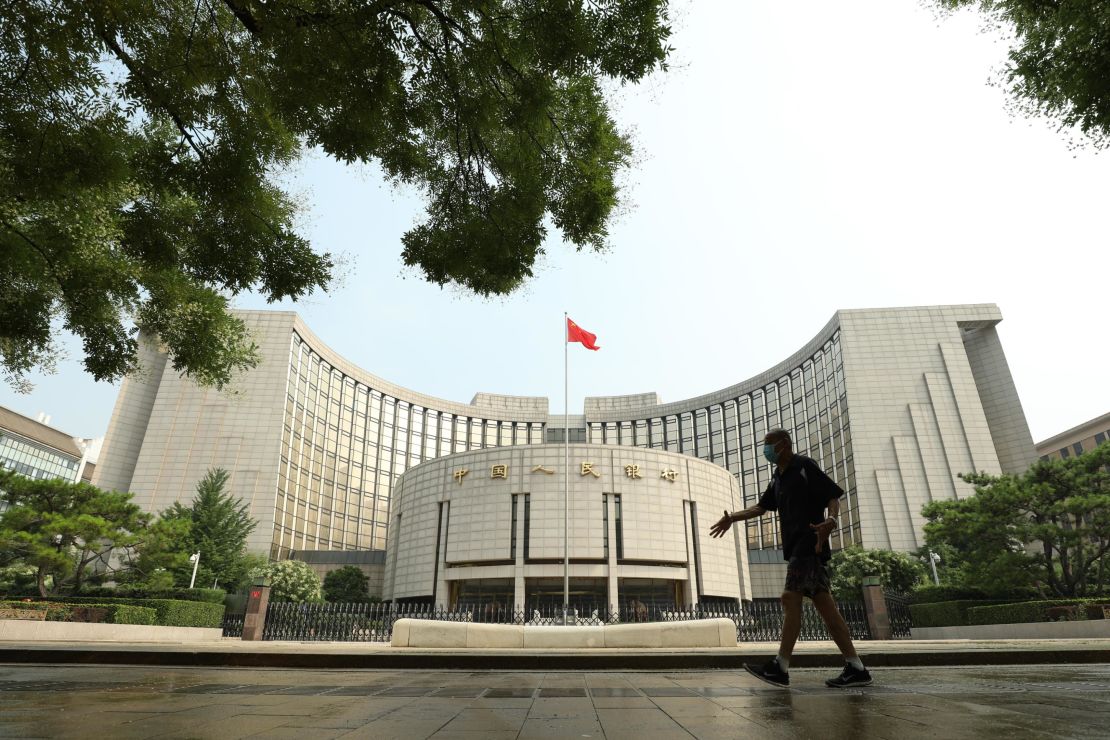A man walks past the People's Bank of China (PBOC) building on July 20, 2022 in Beijing, China.