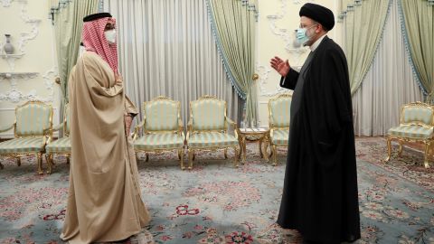 Iran's President Ebrahim Raisi meets with UAE's top national security adviser Sheikh Tahnoon bin Zayed Al Nahyan in Tehran, Iran, December 6, 2021. 