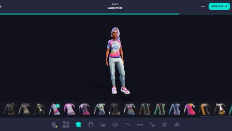 The process of creating a customized avatar in Ready Player Me.