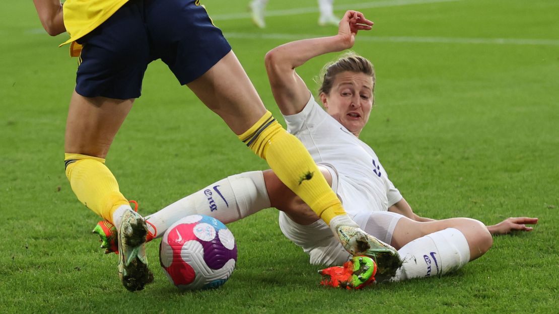 White in action against Sweden in the semifinal of the Women's Euro 2022.