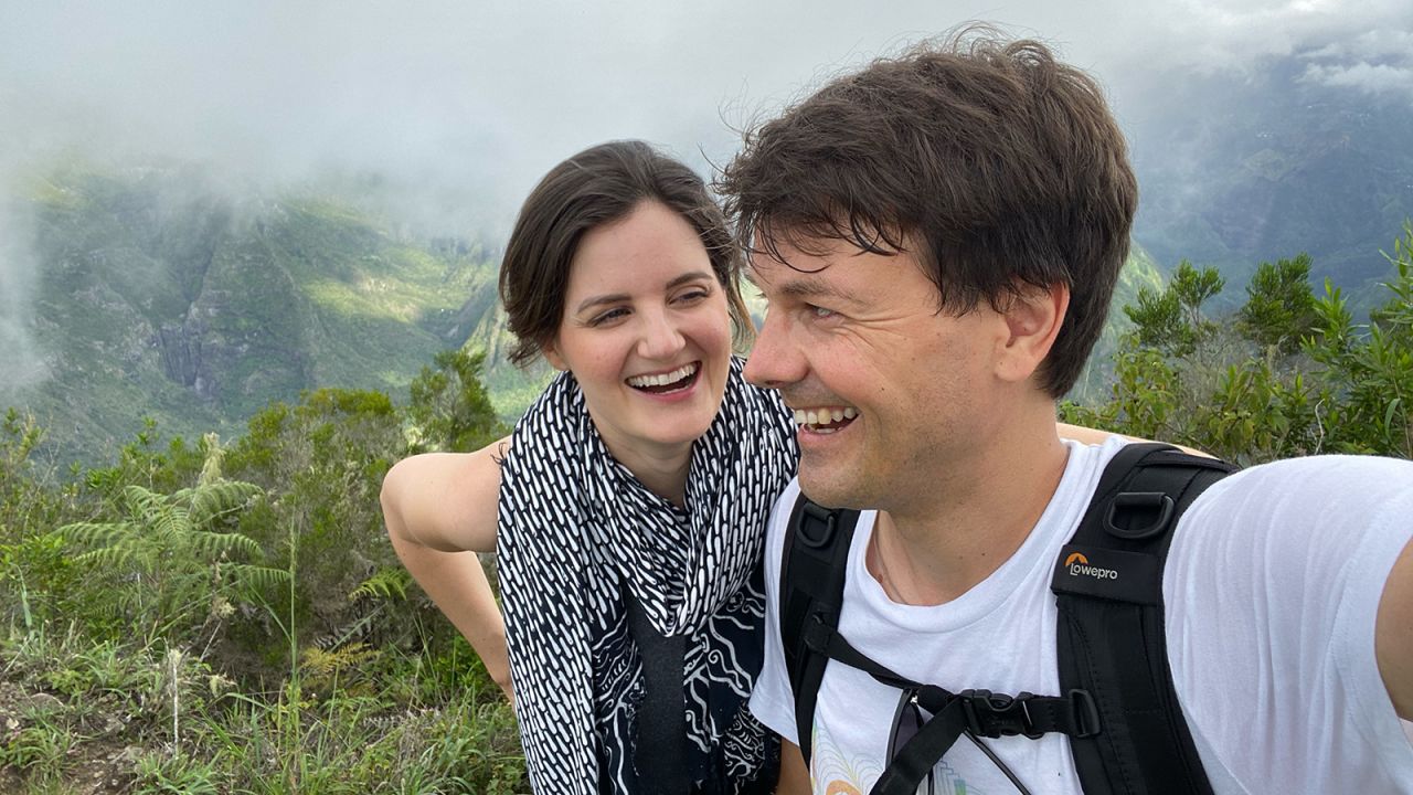 <strong>Chasing sounds: </strong>Libby Green and Marcel Gnauk, seen here in La Reunion in 2020, met randomly on a promenade in Nice, France seven years ago. They've since built a career traveling the world and recording sounds on their high-end microphones. 
