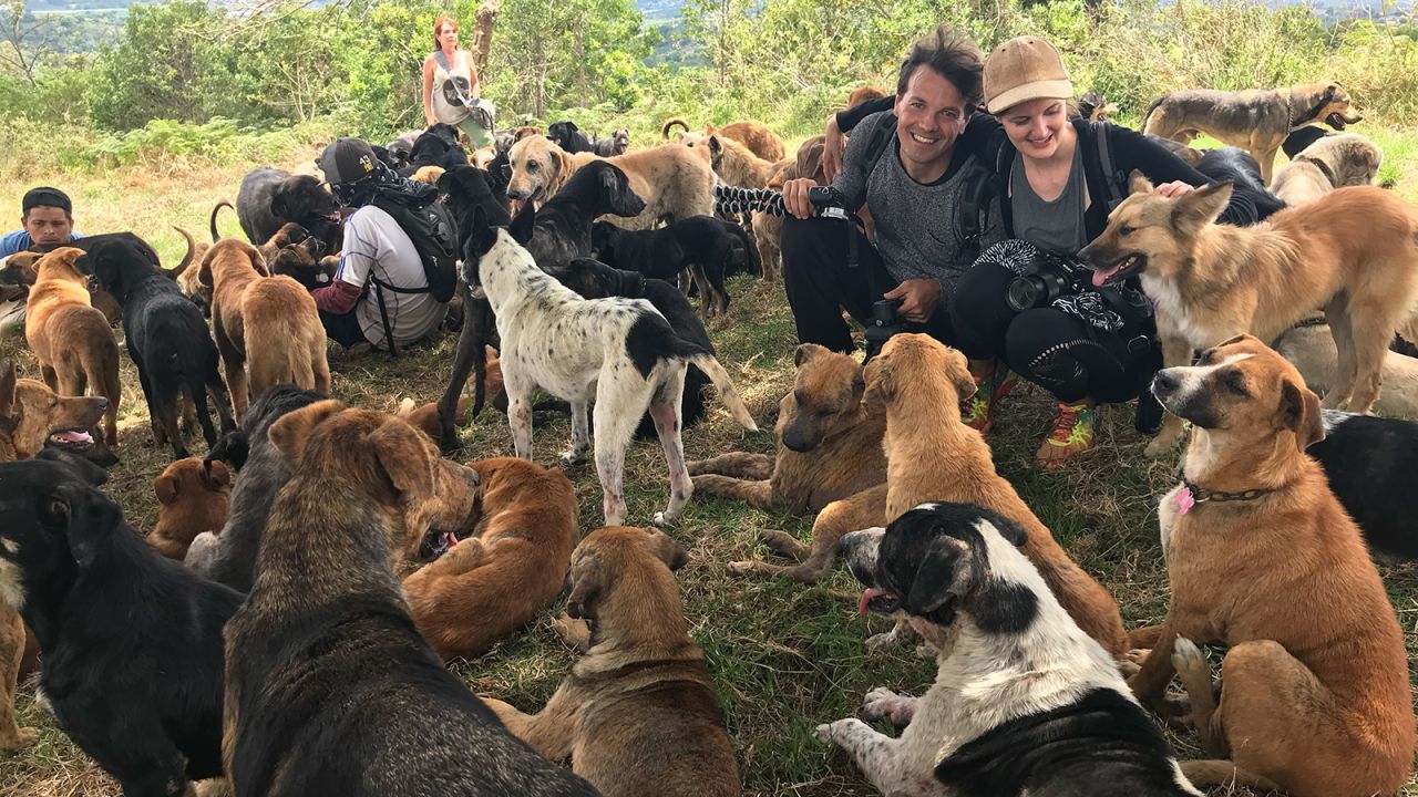 <strong>Costa Rica Dog Sanctuary, 2018: </strong>The couple has n<strong>o</strong> home base and is constantly traveling.  "When you have a home base you have more of a concrete routine," says Libby of the challenges of their lifestyle. "For us it is always changing, so sometimes that takes more effort, more money."  