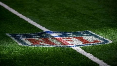 The NFL logo is pictured during the game between the Detroit Lions and Green Bay Packers at Ford Field on January 9 in Detroit.