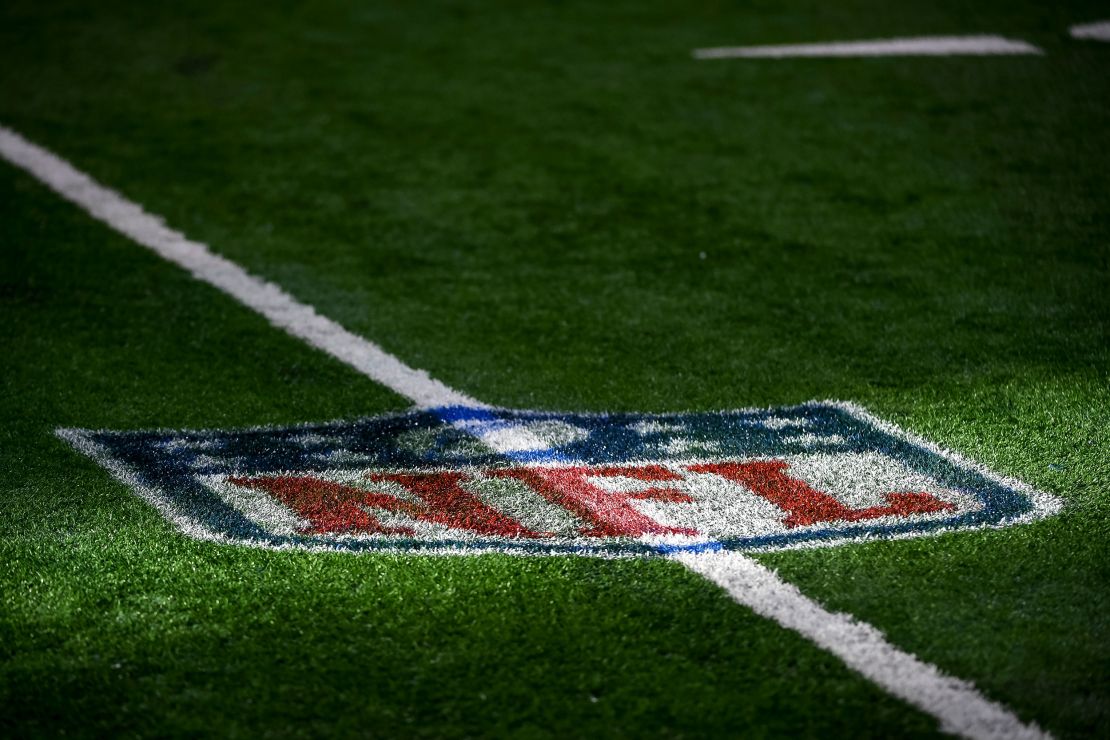 The NFL logo is pictured during the game between the Detroit Lions and Green Bay Packers at Ford Field on January 9 in Detroit.