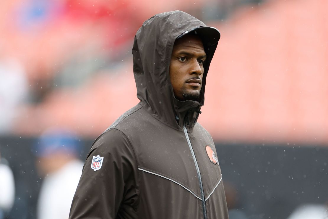 Watson walks on the fields before an NFL preseason football game against the Philadelphia Eagles in Cleveland, Sunday, August 21.