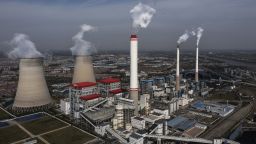 WUHAN, CHINA - NOVEMBER 11:  (CHINA OUT) An aerial view of the coal fired power plant on November 11, 2021 in Hanchuan, Hubei province, China. China and the United States on Wednesday released the China-U.S. Joint Glasgow Declaration on Enhancing Climate Action in the 2020s here at the ongoing COP26 to the United Nations Framework Convention on Climate Change.his is the 26th "Conference of the Parties" and represents a gathering of all the countries signed on to the U.N. Framework Convention on Climate Change and the Paris Climate Agreement. The aim of this year's conference is to commit countries to net-zero carbon emissions by 2050.(Photo by Getty Images)