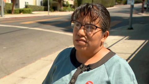 Liliana Hernandez, a cleaner in Los Angeles, says she's been out of work for 18 months during the pandemic.