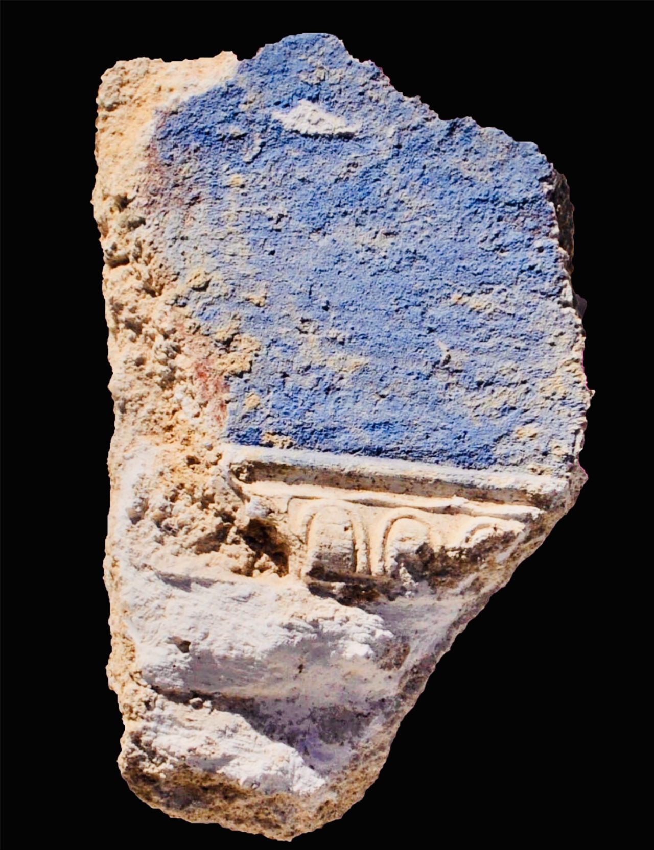 A fragment found with sky-blue paint.