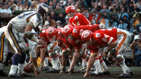 Dawson stands under center and calls out the signals against the Minnesota Vikings during Super Bowl IV on January 11, 1970.