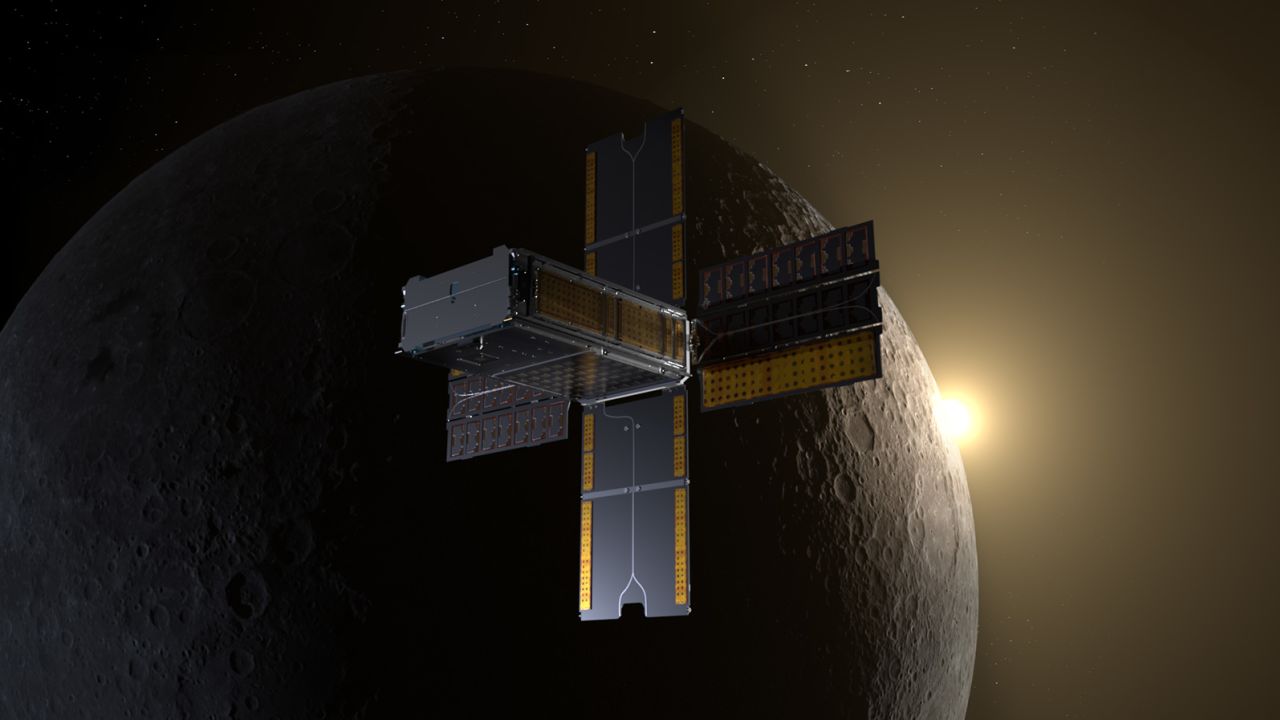 This illustration shows BioSentinel on its journey in space.