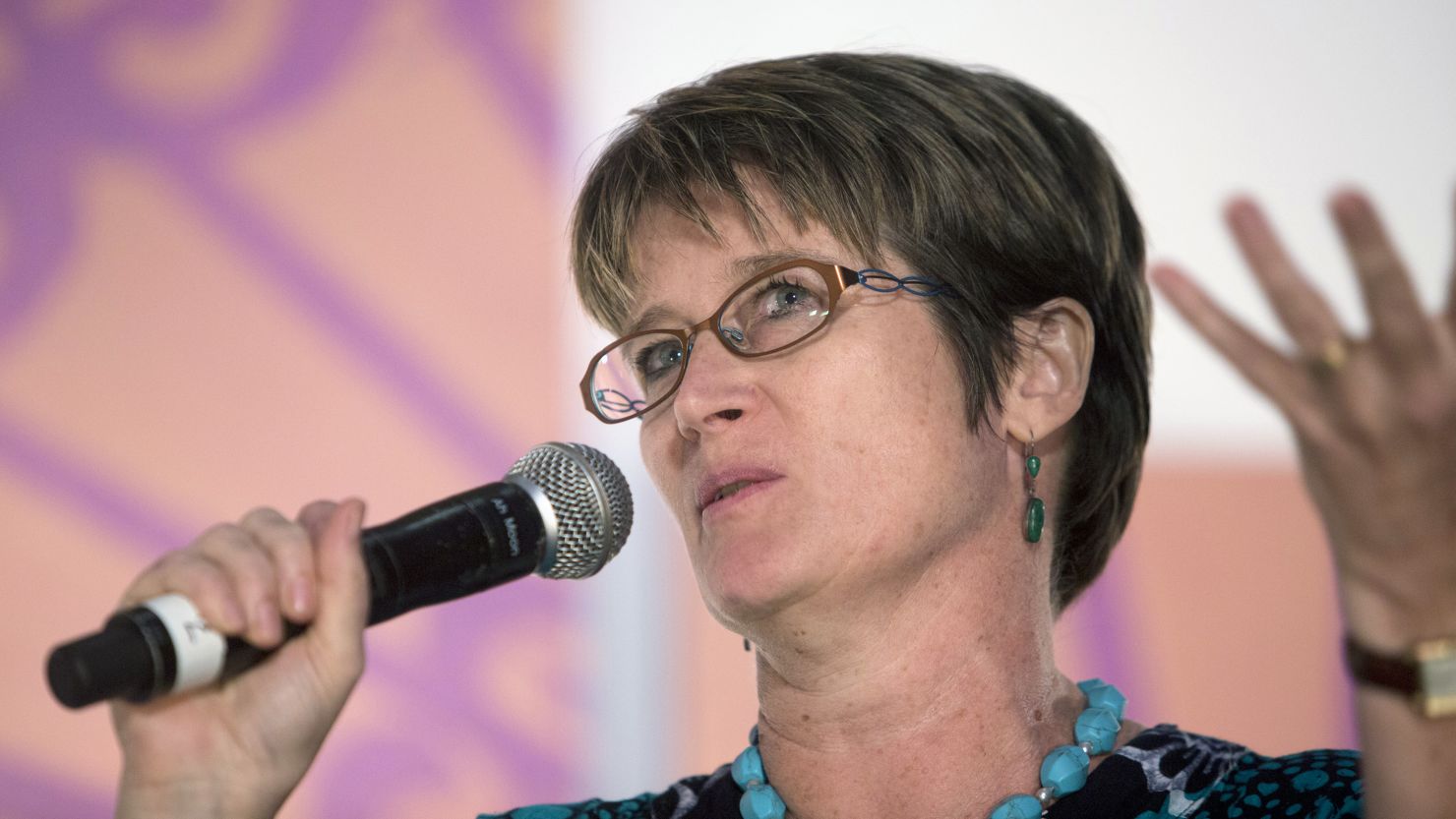 Vicky Bowman, the UK's former ambassador to Myanmar, at a conference in Yangon in March 2017.