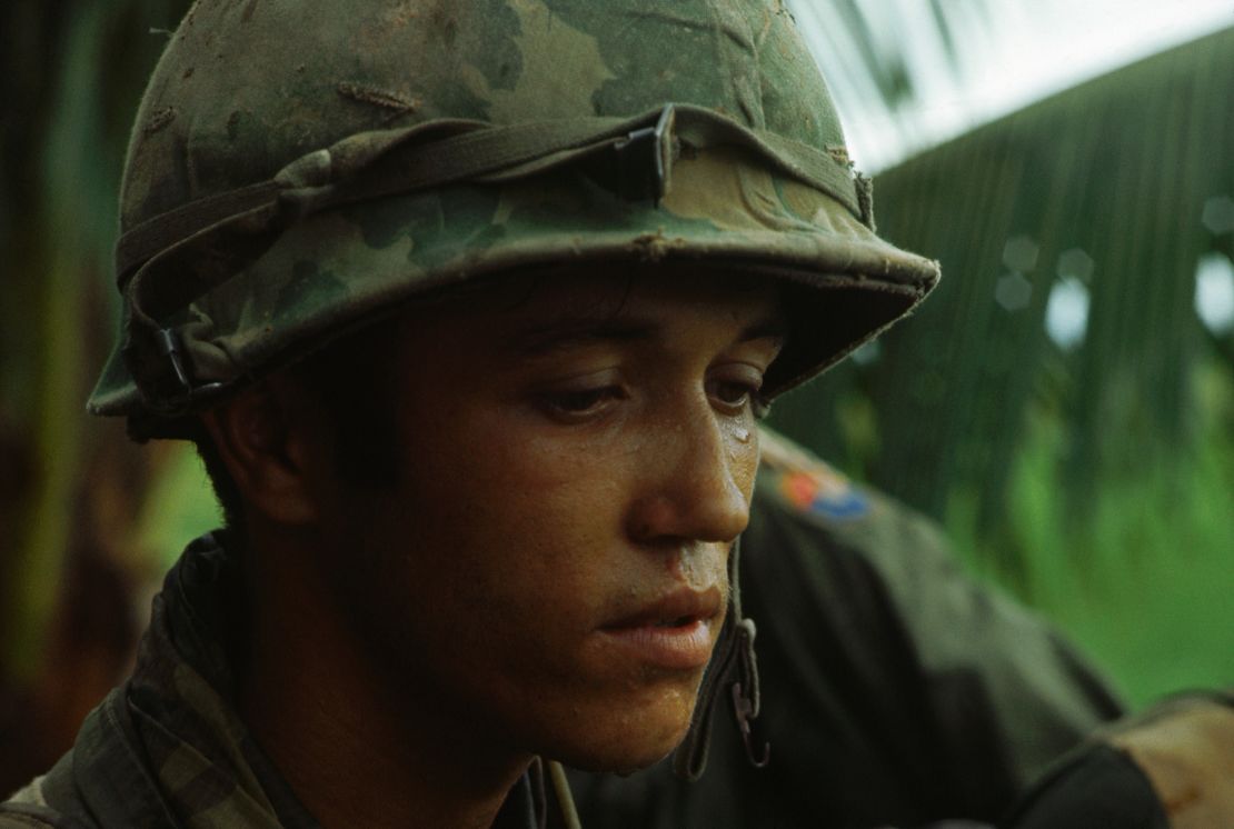 Tim Page photographed a stoned US soldier from the 9th Division at Tan An, Vietnam, in 1968. 