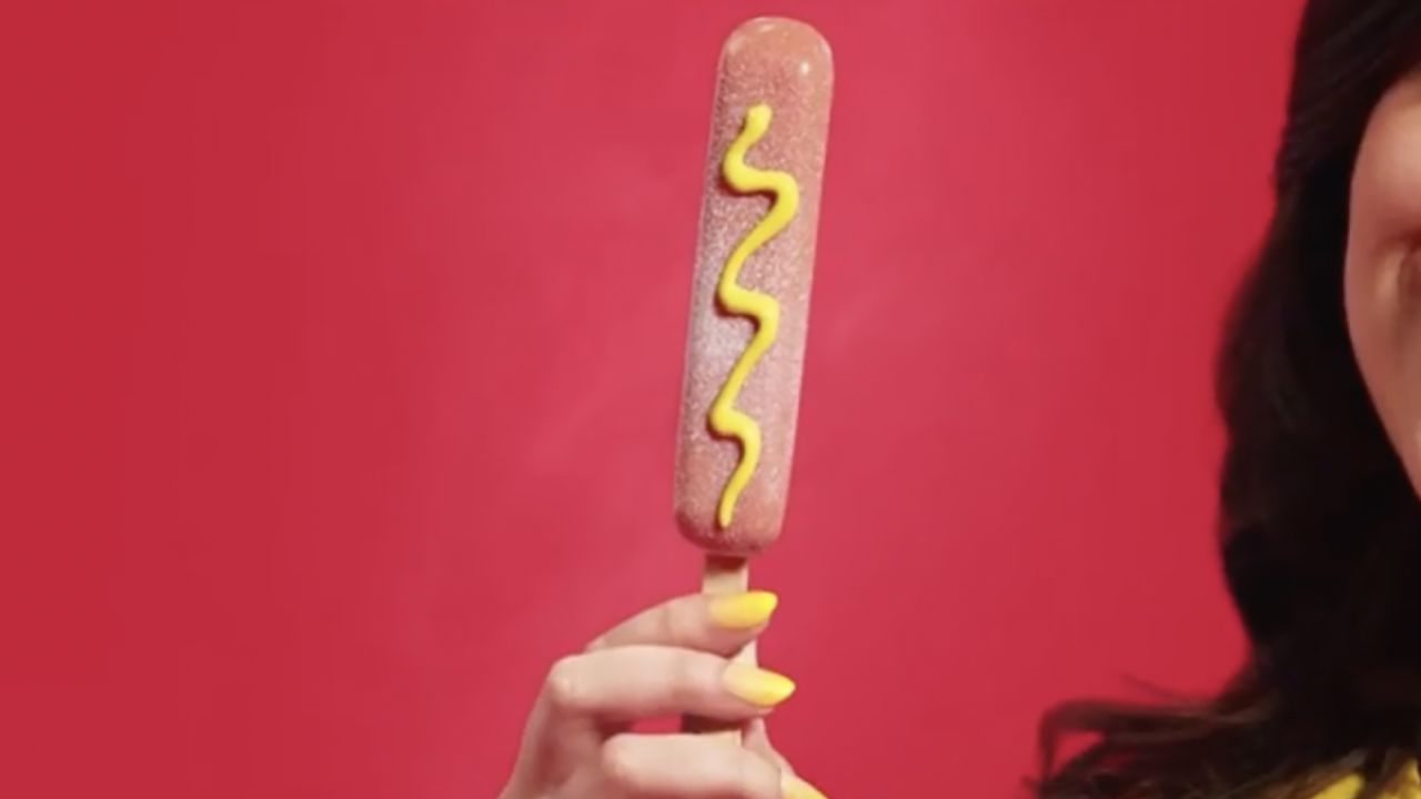 Oscar Maye's "Cold Dog," a hot dog-flavored frozen pop.