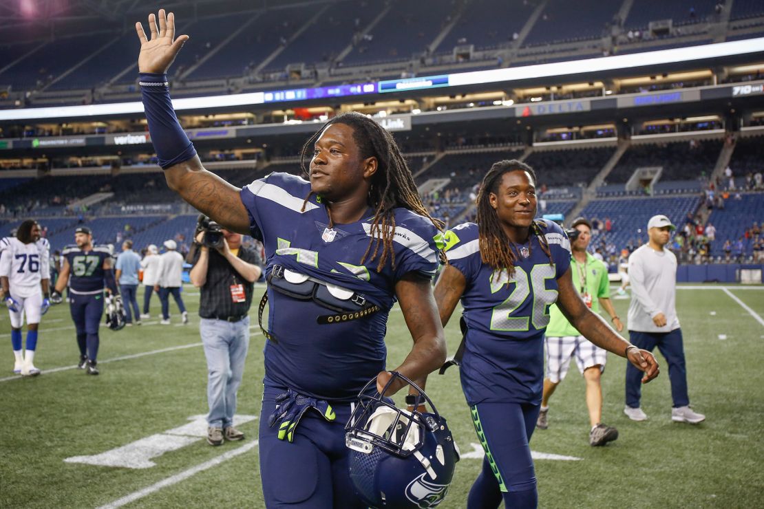 Griffin (left) and his twin brother Shaquill Griffin (right) played together at the Seattle Seahawks for three seasons.