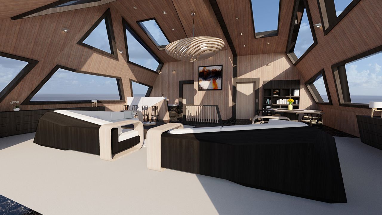 <strong>Impressive interior: </strong>The distinctive design of the vessel will allow for vaulted ceilings in its sky lounge.