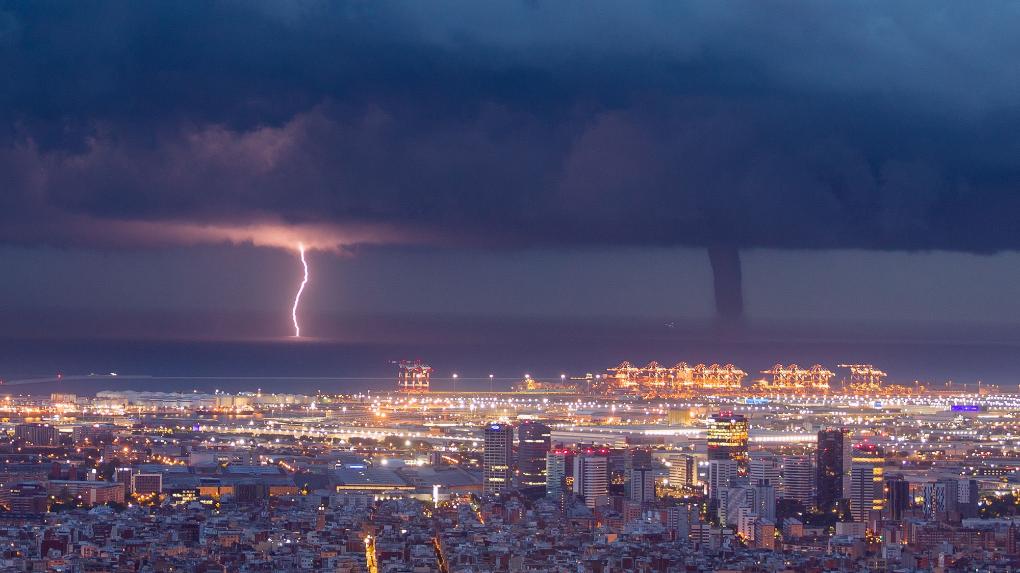 Carlos Castillejo Balsera arrived in the dark, early morning to watch a big storm form over Barcelona, Spain.