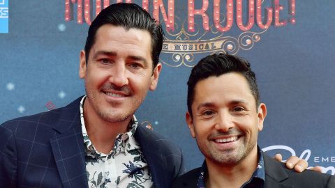 Jonathan Knight (left) revealed that he privately married his longtime partner Harley Rodriguez (right) this year after a years-long engagement. 