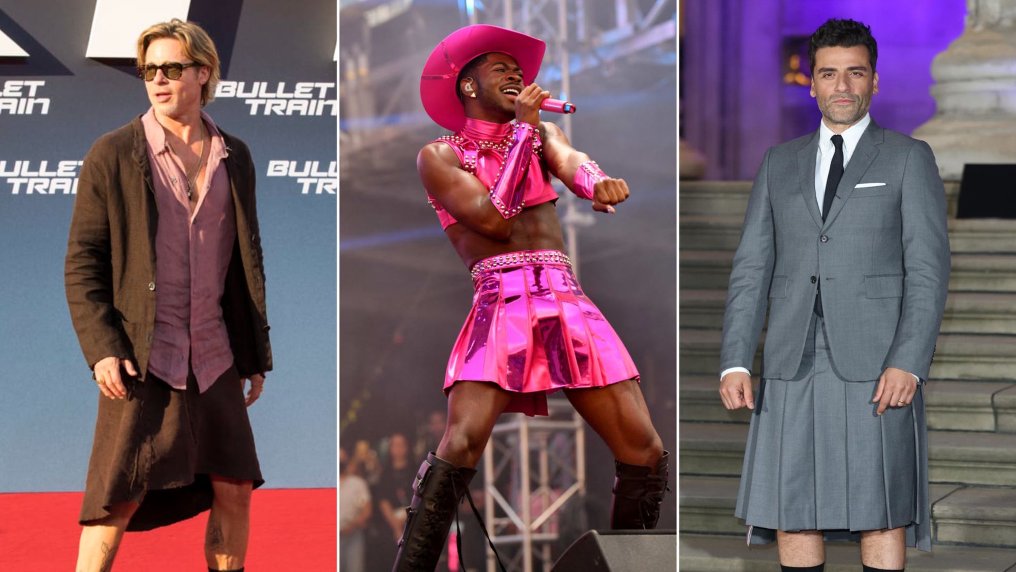 From Brad Pitt to Lil Nas X, more men are turning to skirts