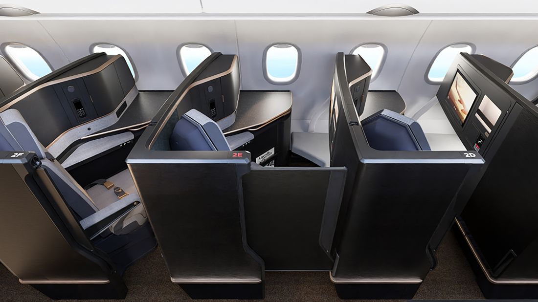 <strong>Sliding doors:</strong> Privacy panels, like these door-equipped seats by manufacturer Safran, have become very popular for airlines offering business class. 