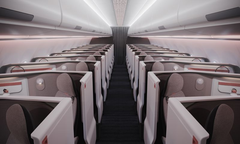 Airplane business class doors offer new levels of privacy. Not